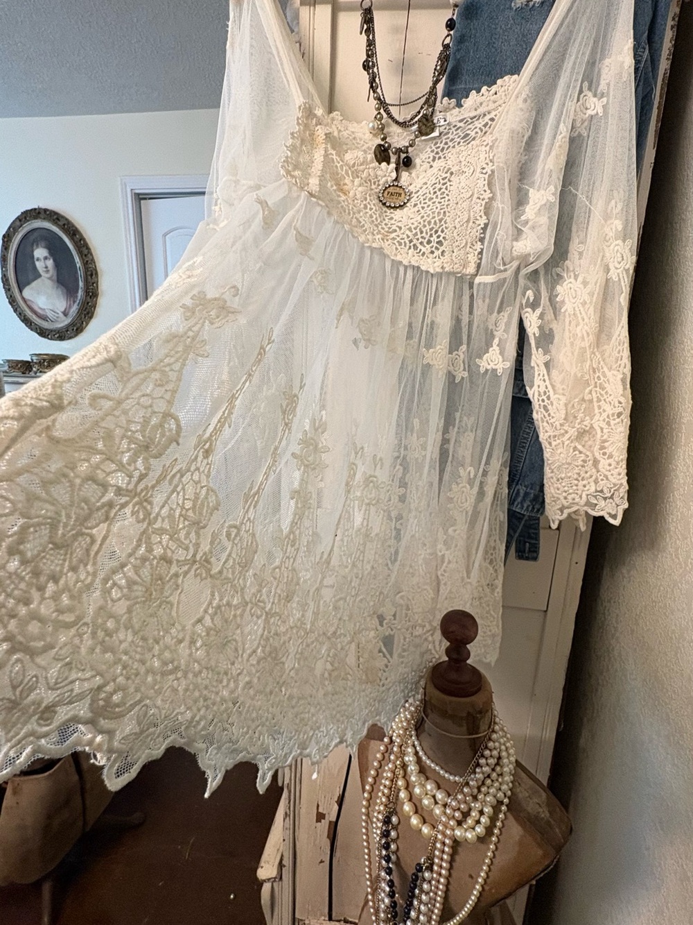 Delicate White Lace Boho Tunic Dress